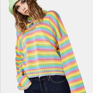Dolls Kill Ragged Priest Rainbow Stripe Sweater S